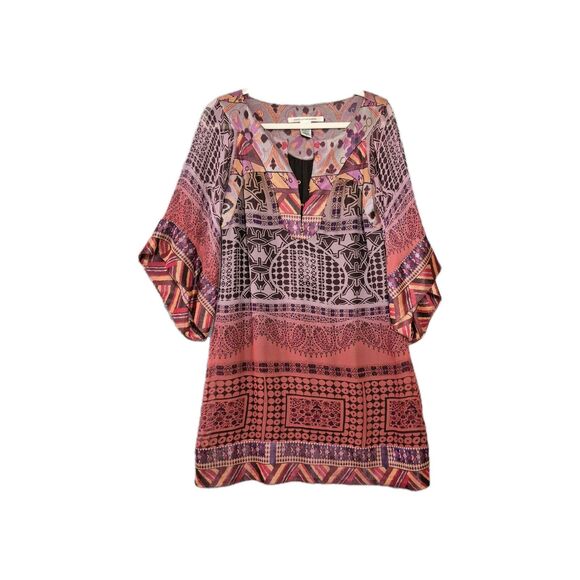 Diane Von Furstenberg Woman's Tabalah Silk Caftan Dress Boho Retro Bell Sleeve 4 - Picture 1 of 10